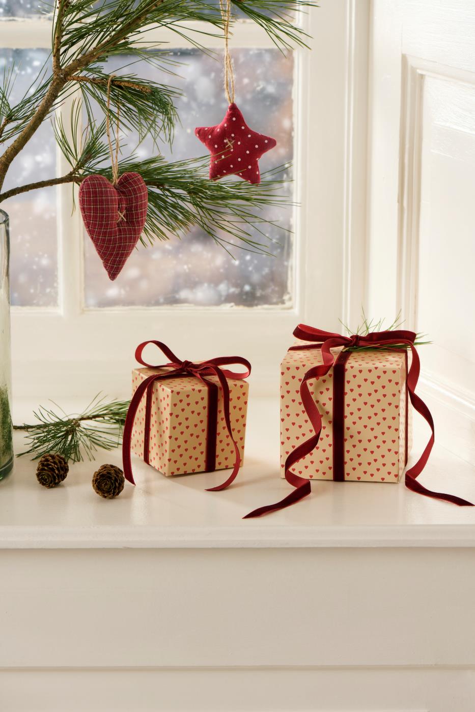 Cuori in stoffa morbidi da appendere rossi 7,5x10x2 cm