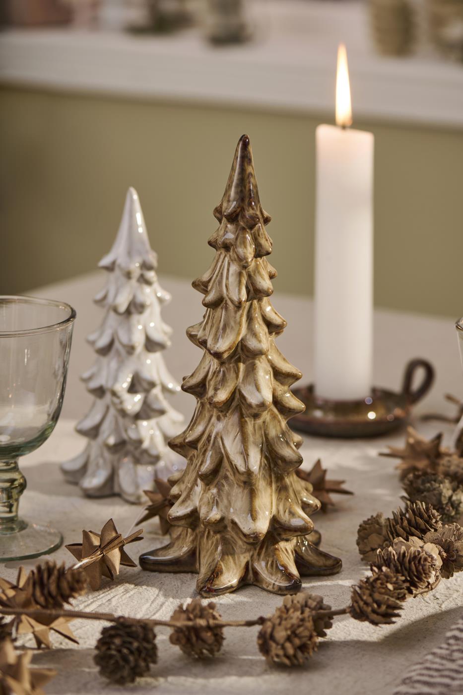 Albero di natale in ceramica bianco 19,5xø 7,8 cm