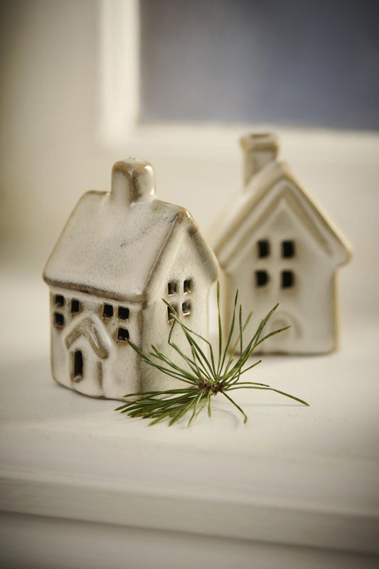 Casette in ceramica panna set di 2 pz. h 7 cm