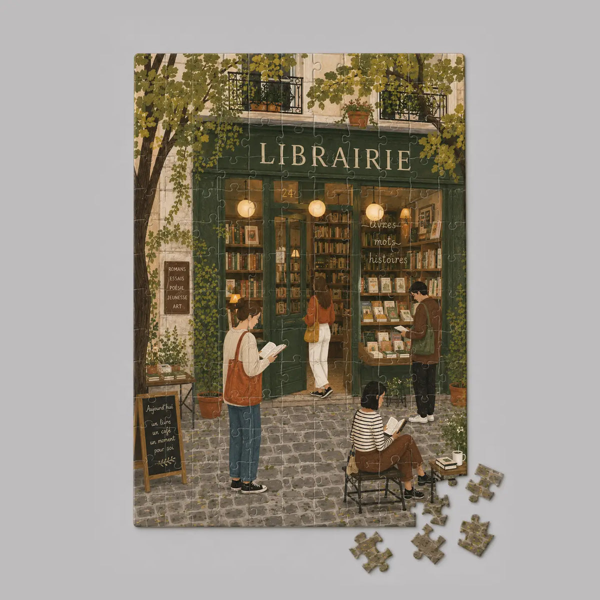 Puzzle in legno, Libreria francese, 100 pz