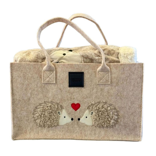 Borsa + Plaid in pile agnellato beige Ricci, 130x160 cm