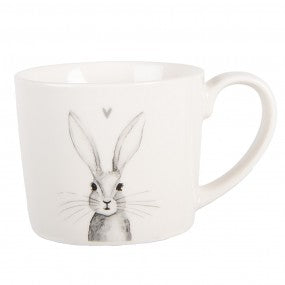 Tazza in porcellana bianca con coniglietto grigio, 275 ml