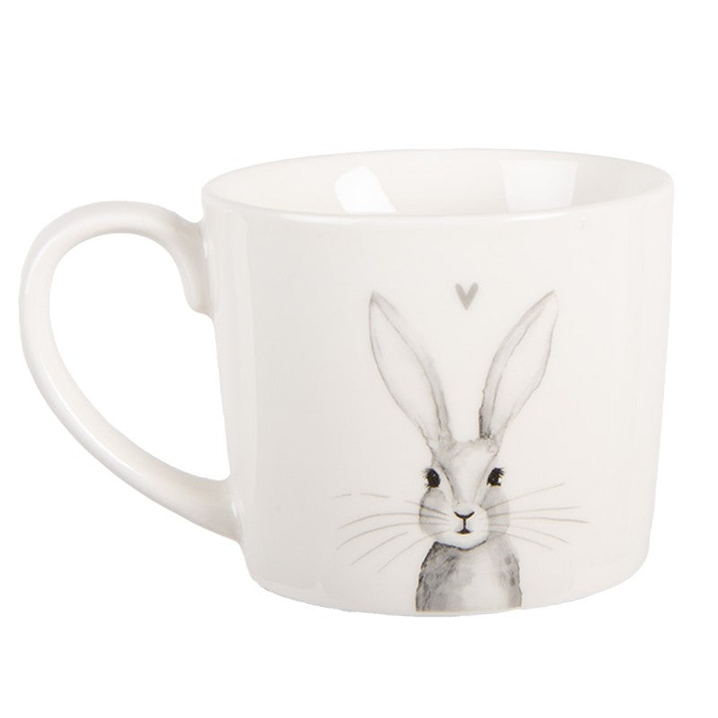 Tazza in porcellana bianca con coniglietto grigio, 275 ml