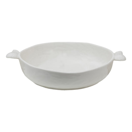 Vassoio bianco in ceramica con manici a forma di ali 27x22x5 cm 800 ml